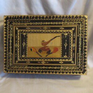 Vintage French Marquetry Pipe Sale Display Box Bruyere Garantie Lined Pipes M226